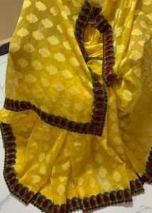 Vibrant Yellow Embroidered Saree