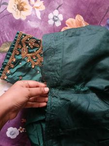 Designer Emerald Green Silk Blouse