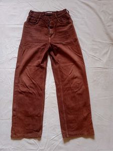 Rust Brown Colored Wide Leg Jeans