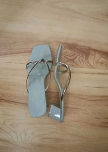 Chic White Flip Flops with Silver Straps
