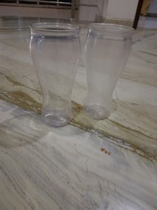 Set of 2 Clear Plastic Pilsner Glasses