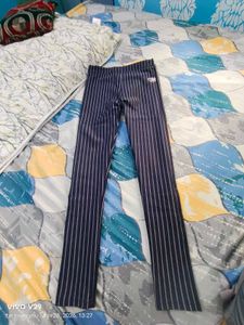 Striped Navy Pants with Sparkle Detail