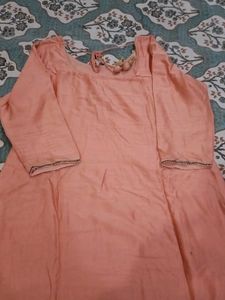 Peach Embroidered Kurta Set