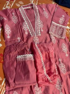 New  Pink white Lace Kurta set