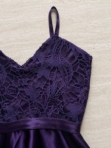 Elegant Purple Lace &amp; Satin Maxi Dress