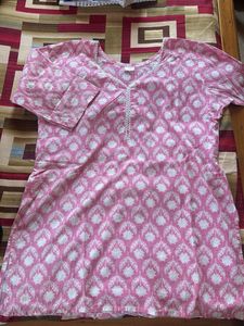 Pink Block Print Kurta