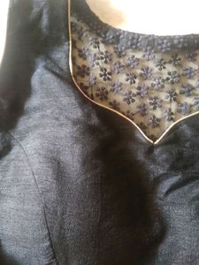 Black silk/net blouse cum crop top