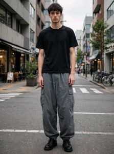 Uniqlo Japanese Grey Baggy Drawstring Cargo Pants