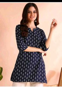 Elegant Navy Blue Printed Kurta
