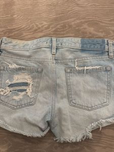 Abercrombie Denim Floral Embroidered Frayed Shorts