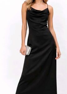 Sleek Black Satin Slip Dress