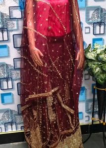 Stunning Maroon Embellished Lehenga dupatta