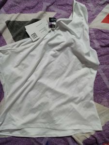 White One Shoulder Ring Detail Top