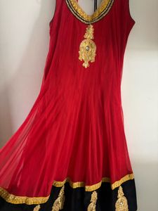 Stunning Red &amp; Black Anarkali Gown
