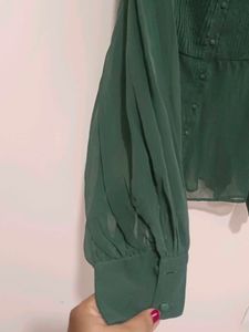 Elegant Sheer Button-Up Blouse