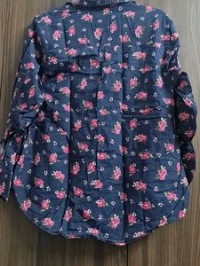Blue Floral Print Button-Up Shirt