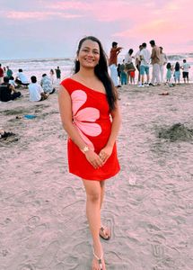 Vibrant Red Floral Mini Dress