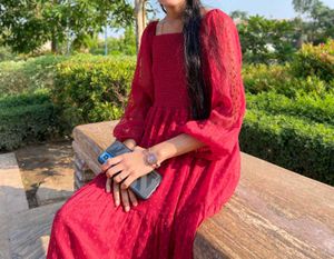 Beautiful Red Tiered Maxi Dress