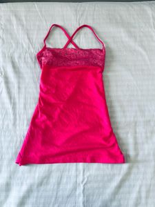 Vibrant Pink Lace Trim Camisole