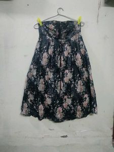 Strapless  halter neck Floral Print Dress
