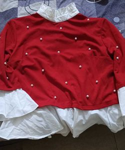 Red Layered Pearl Top