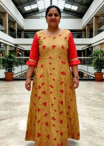 Elegant Beige Floral Ethnic Gown