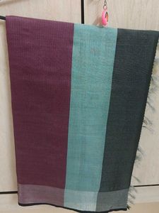 Elegant Striped Linen Saree