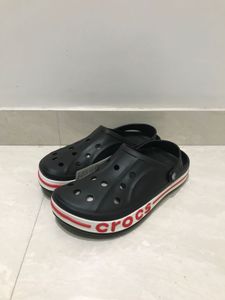 Black Crocs with Red &amp; White Trim