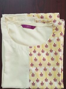 Light Cream Colour With Maroon Kurta