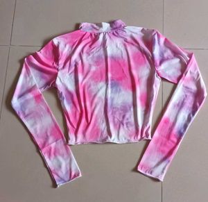 Pink &amp; Purple Tie-Dye Long Sleeve Mock-Neck Top