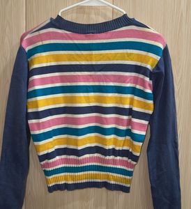 Striped Knit V-Neck Sweater