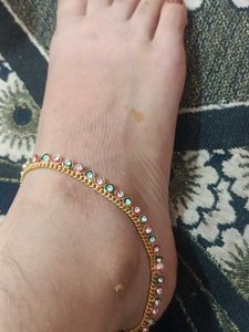 Gold Anklet with Stone Embellishments