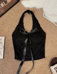 Lace Halter Neck Top with Bow (padded)
