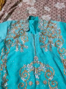 Turquoise Embellished Kurta Set