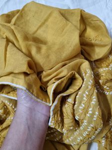 Mustard Yellow Embroidered Kurti