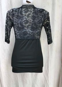I. Black Lace Trim Bodycon Dress