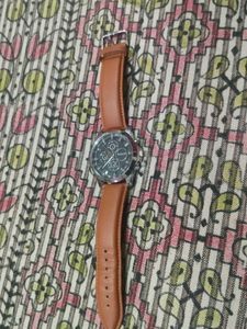 Firstech Analog Watch with Brown Leather Strap