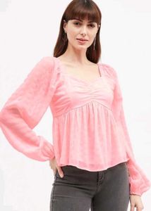 Chic Puff Sleeve Peplum Top 🩷🌷