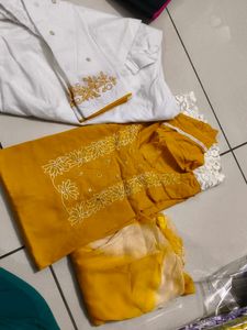 Embroidered Yellow Kurta Set with Dupatta