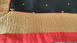 Elegant Black Saree with Gold &amp; Red Border