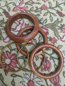 Wooden Bangle Set with Brass Accents