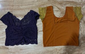 Stylish Lace & Saffron Blouse Set