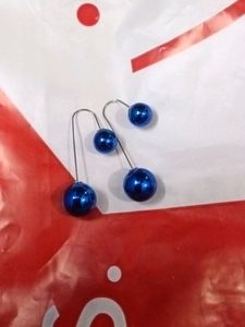 Blue Ball Drop Earrings