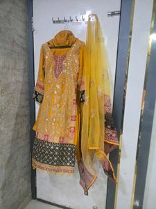 Yellow Embroidered Kurta Set with Dupatta