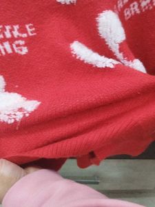 Red Bunny Print Pullover