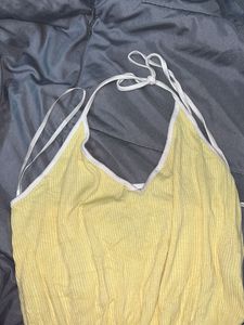 Cute Yellow Ribbed Romper