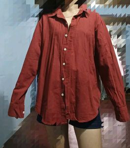 Rusty Red Collared Long Sleeve Shirt
