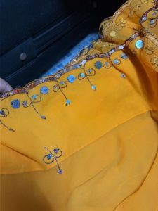 Embroidered Yellow Georgette Saree💛