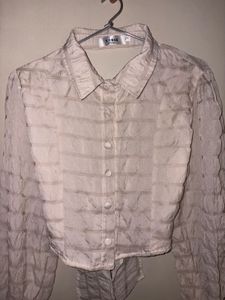 🔴CLEARANCE SALE 🔴Sheer Striped Button-Up Blouse