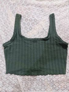 Ribbed Square Neck Crop Tank Top